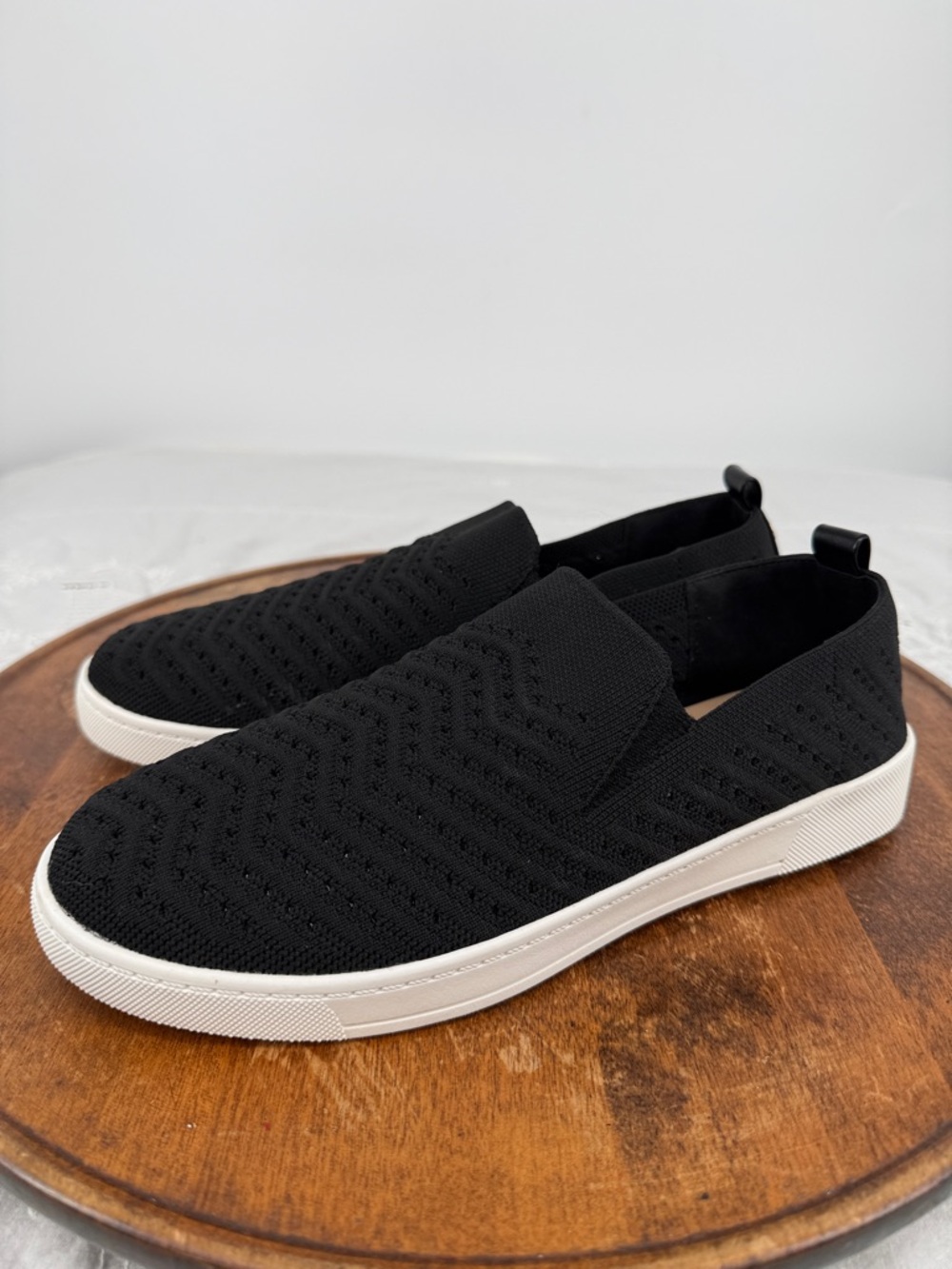 Taryn Rose Shoes Wm 8.5 Brony Black Knit Slip On Sneakers Casual Summer Comfort